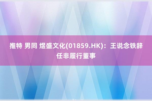 推特 男同 煜盛文化(01859.HK):王说念铁辞任非履行董事