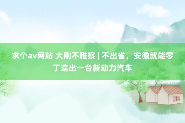 求个av网站 大刚不雅察 | 不出省，安徽就能零丁造出一台新动力汽车