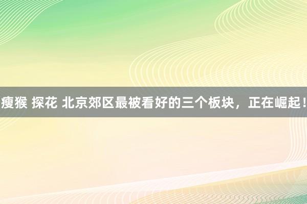 瘦猴 探花 北京郊区最被看好的三个板块，正在崛起！