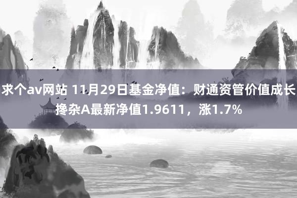 求个av网站 11月29日基金净值：财通资管价值成长搀杂A最新净值1.9611，涨1.7%