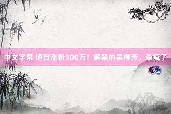 中文字幕 通宵涨粉300万！解禁的吴柳芳，杀疯了