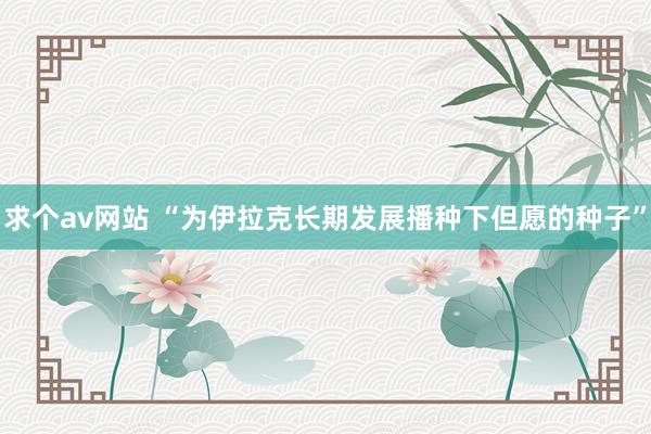 求个av网站 “为伊拉克长期发展播种下但愿的种子”