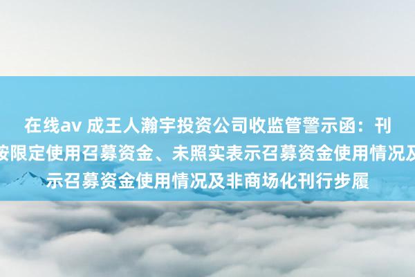 在线av 成王人瀚宇投资公司收监管警示函：刊行公司债券存在未按限定使用召募资金、未照实表示召募资金使用情况及非商场化刊行步履