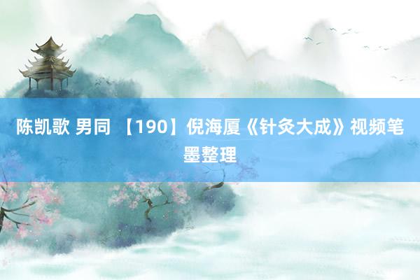 陈凯歌 男同 【190】倪海厦《针灸大成》视频笔墨整理