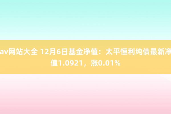 av网站大全 12月6日基金净值：太平恒利纯债最新净值1.0921，涨0.01%