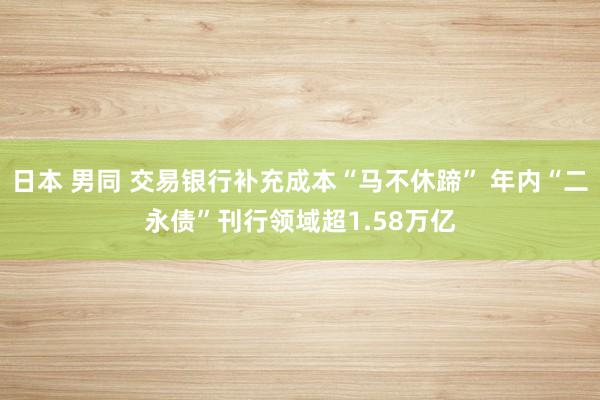 日本 男同 交易银行补充成本“马不休蹄” 年内“二永债”刊行领域超1.58万亿