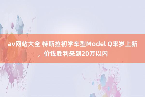 av网站大全 特斯拉初学车型Model Q来岁上新，价钱胜利来到20万以内