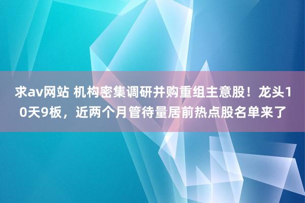 求av网站 机构密集调研并购重组主意股！龙头10天9板，近两个月管待量居前热点股名单来了
