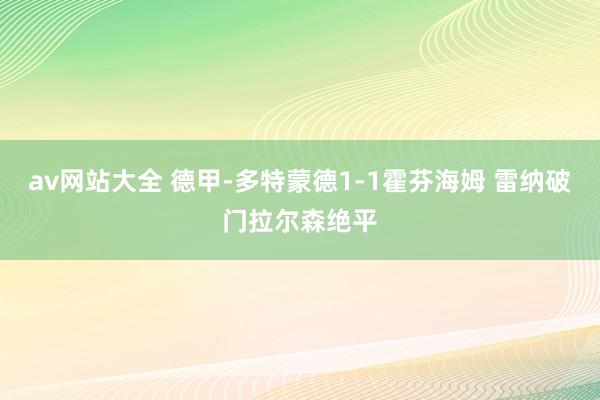 av网站大全 德甲-多特蒙德1-1霍芬海姆 雷纳破门拉尔森绝平