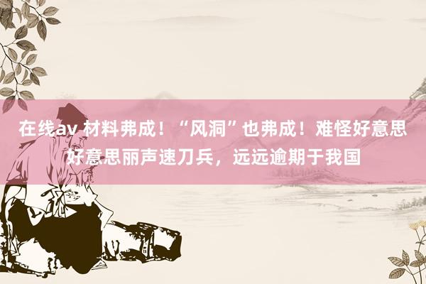 在线av 材料弗成！“风洞”也弗成！难怪好意思好意思丽声速刀兵，远远逾期于我国