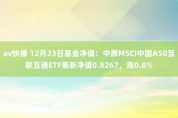 av快播 12月23日基金净值：中原MSCI中国A50互联互通ETF最新净值0.8267，涨0.8%