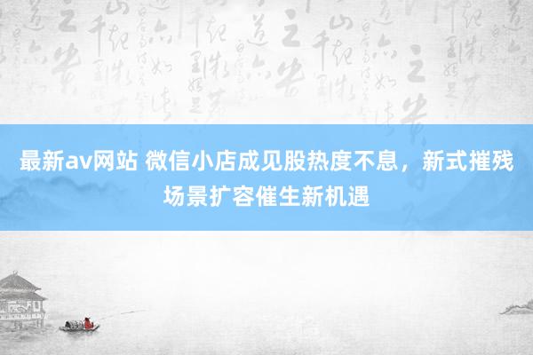 最新av网站 微信小店成见股热度不息，新式摧残场景扩容催生新机遇