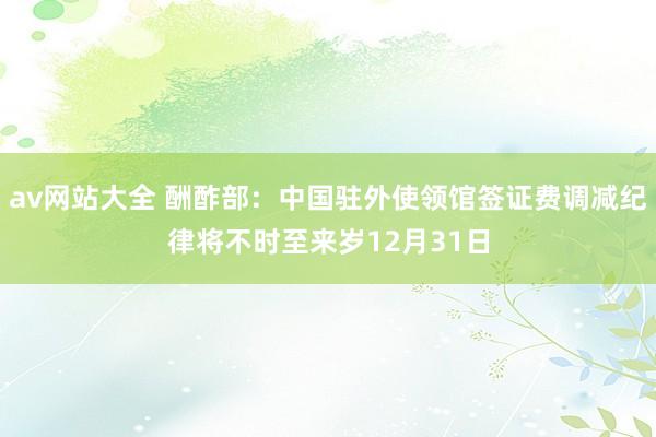 av网站大全 酬酢部：中国驻外使领馆签证费调减纪律将不时至来岁12月31日