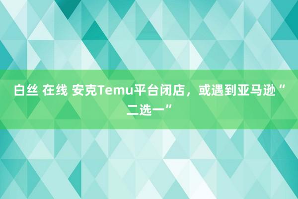 白丝 在线 安克Temu平台闭店，或遇到亚马逊“二选一”