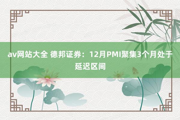 av网站大全 德邦证券：12月PMI聚集3个月处于延迟区间