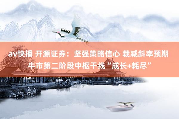 av快播 开源证券：坚强策略信心 裁减斜率预期 牛市第二阶段中枢干线“成长+耗尽”