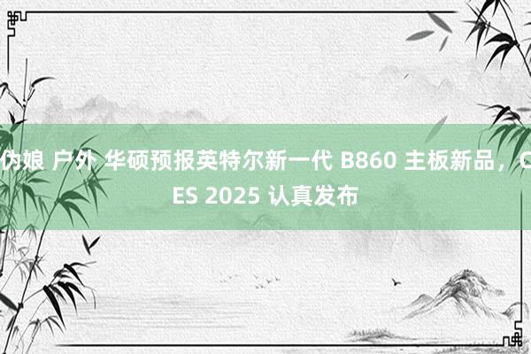 伪娘 户外 华硕预报英特尔新一代 B860 主板新品，CES 2025 认真发布
