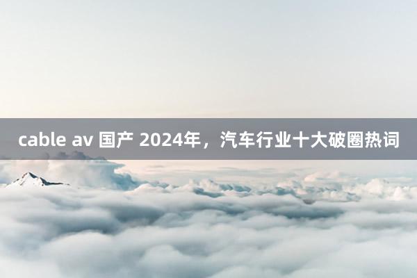 cable av 国产 2024年，汽车行业十大破圈热词