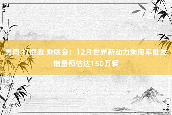 男同 打屁股 乘联会：12月世界新动力乘用车批发销量预估达150万辆