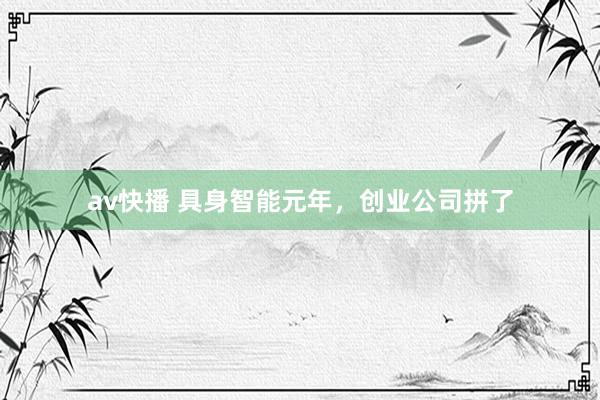av快播 具身智能元年，创业公司拼了
