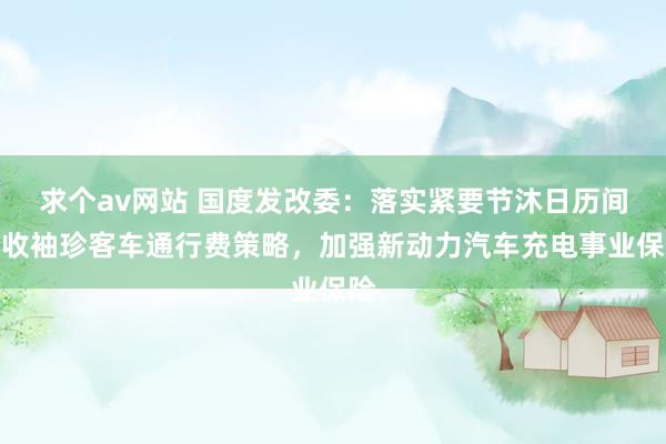 求个av网站 国度发改委：落实紧要节沐日历间免收袖珍客车通行费策略，加强新动力汽车充电事业保险