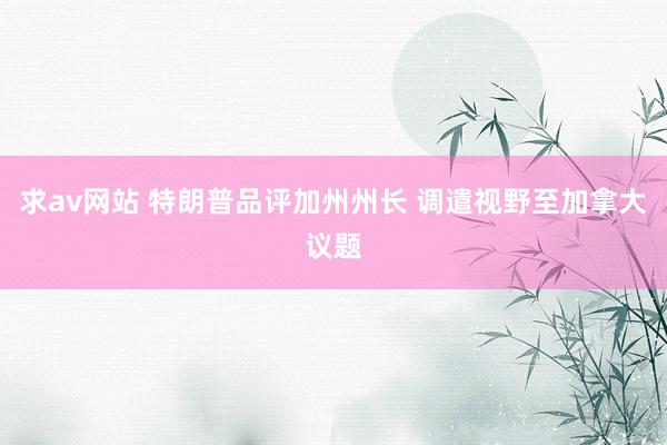 求av网站 特朗普品评加州州长 调遣视野至加拿大议题