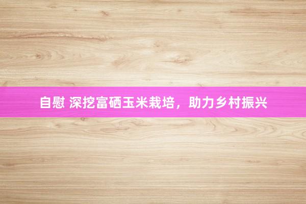自慰 深挖富硒玉米栽培，助力乡村振兴