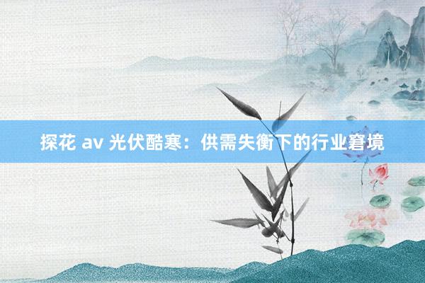 探花 av 光伏酷寒：供需失衡下的行业窘境