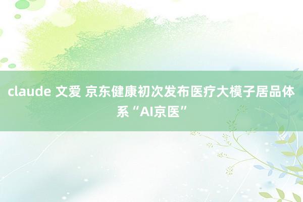 claude 文爱 京东健康初次发布医疗大模子居品体系“AI京医”