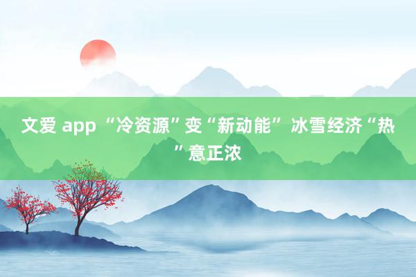 文爱 app “冷资源”变“新动能” 冰雪经济“热”意正浓