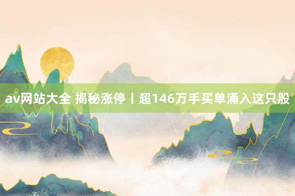 av网站大全 揭秘涨停丨超146万手买单涌入这只股