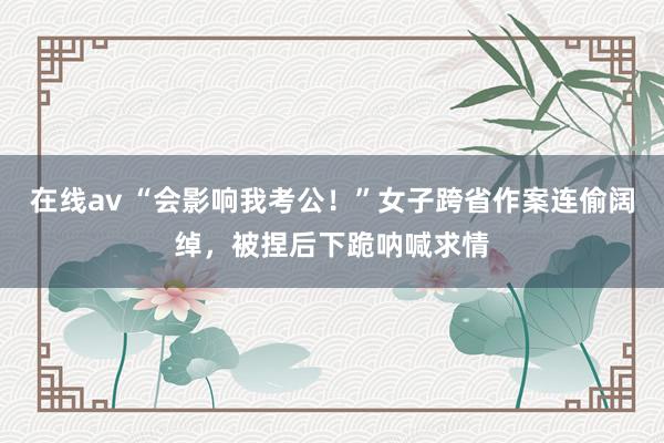 在线av “会影响我考公！”女子跨省作案连偷阔绰，被捏后下跪呐喊求情