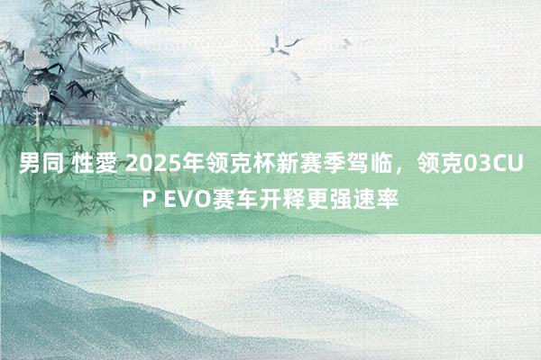 男同 性愛 2025年领克杯新赛季驾临，领克03CUP EVO赛车开释更强速率