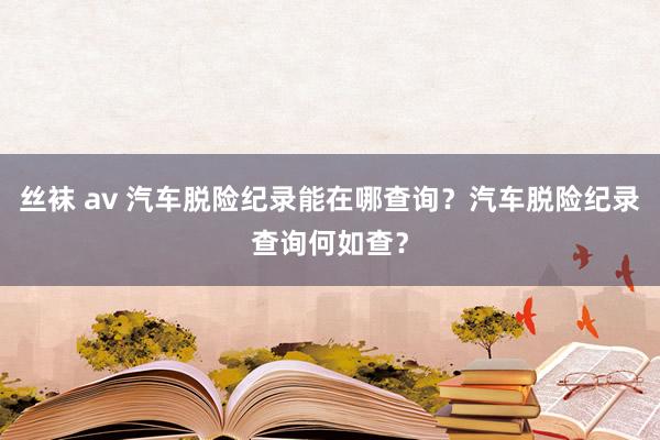 丝袜 av 汽车脱险纪录能在哪查询？汽车脱险纪录查询何如查？