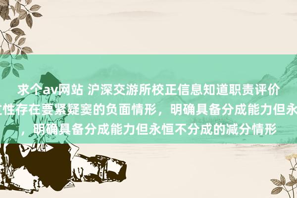 求个av网站 沪深交游所校正信息知道职责评价指引 新增财务信得过性存在要紧疑窦的负面情形，明确具备分成能力但永恒不分成的减分情形