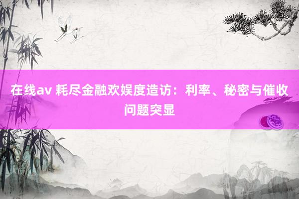 在线av 耗尽金融欢娱度造访：利率、秘密与催收问题突显