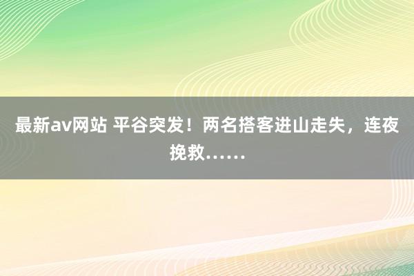 最新av网站 平谷突发！两名搭客进山走失，连夜挽救……