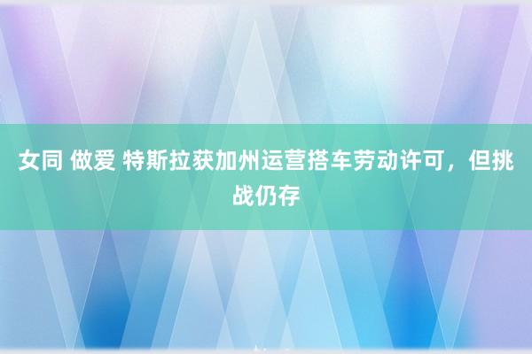 女同 做爱 特斯拉获加州运营搭车劳动许可，但挑战仍存