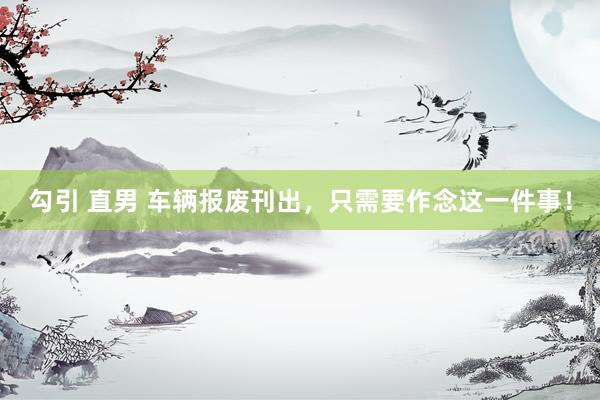 勾引 直男 车辆报废刊出，只需要作念这一件事！
