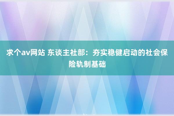 求个av网站 东谈主社部：夯实稳健启动的社会保险轨制基础