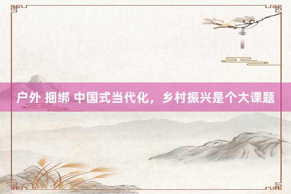 户外 捆绑 中国式当代化，乡村振兴是个大课题