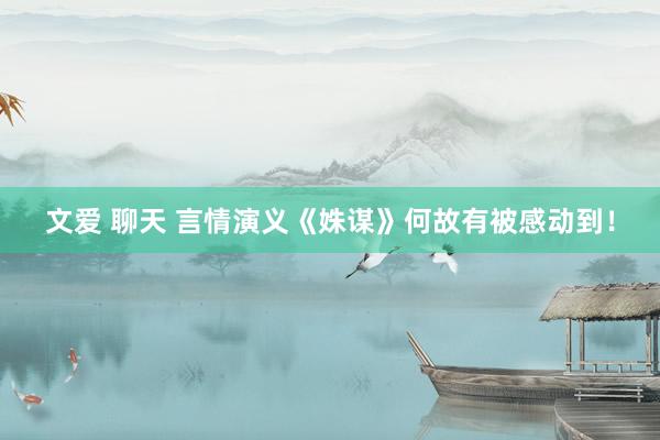 文爱 聊天 言情演义《姝谋》何故有被感动到！