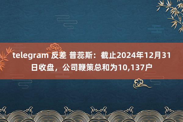 telegram 反差 普蕊斯：截止2024年12月31日收盘，公司鞭策总和为10，137户