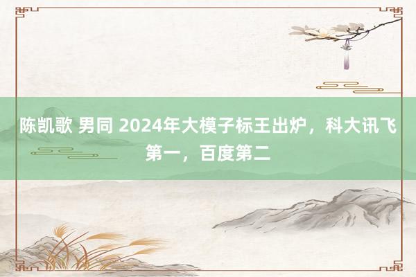 陈凯歌 男同 2024年大模子标王出炉，科大讯飞第一，百度第二