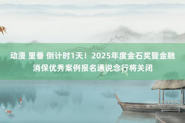 动漫 里番 倒计时1天！2025年度金石奖暨金融消保优秀案例报名通说念行将关闭