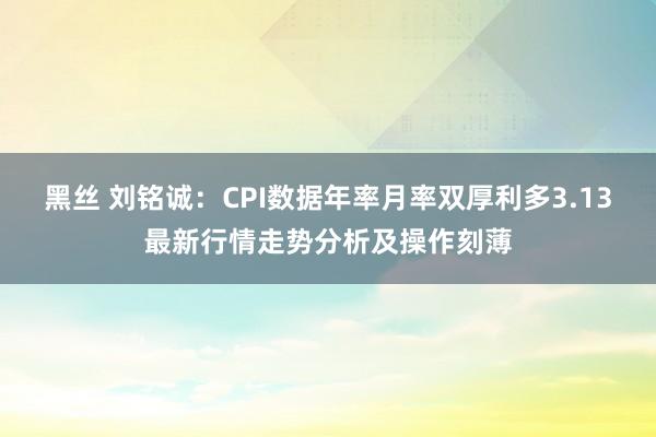 黑丝 刘铭诚：CPI数据年率月率双厚利多3.13最新行情走势分析及操作刻薄