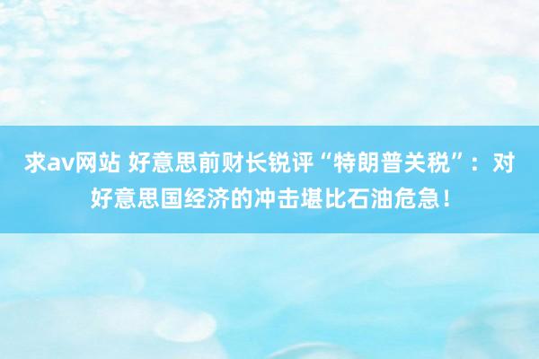 求av网站 好意思前财长锐评“特朗普关税”：对好意思国经济的冲击堪比石油危急！