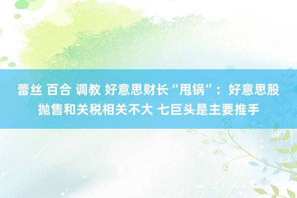蕾丝 百合 调教 好意思财长“甩锅”：好意思股抛售和关税相关不大 七巨头是主要推手