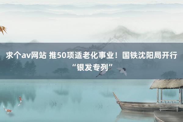 求个av网站 推50项适老化事业！国铁沈阳局开行“银发专列”