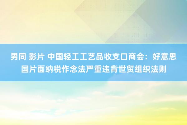 男同 影片 中国轻工工艺品收支口商会：好意思国片面纳税作念法严重违背世贸组织法则